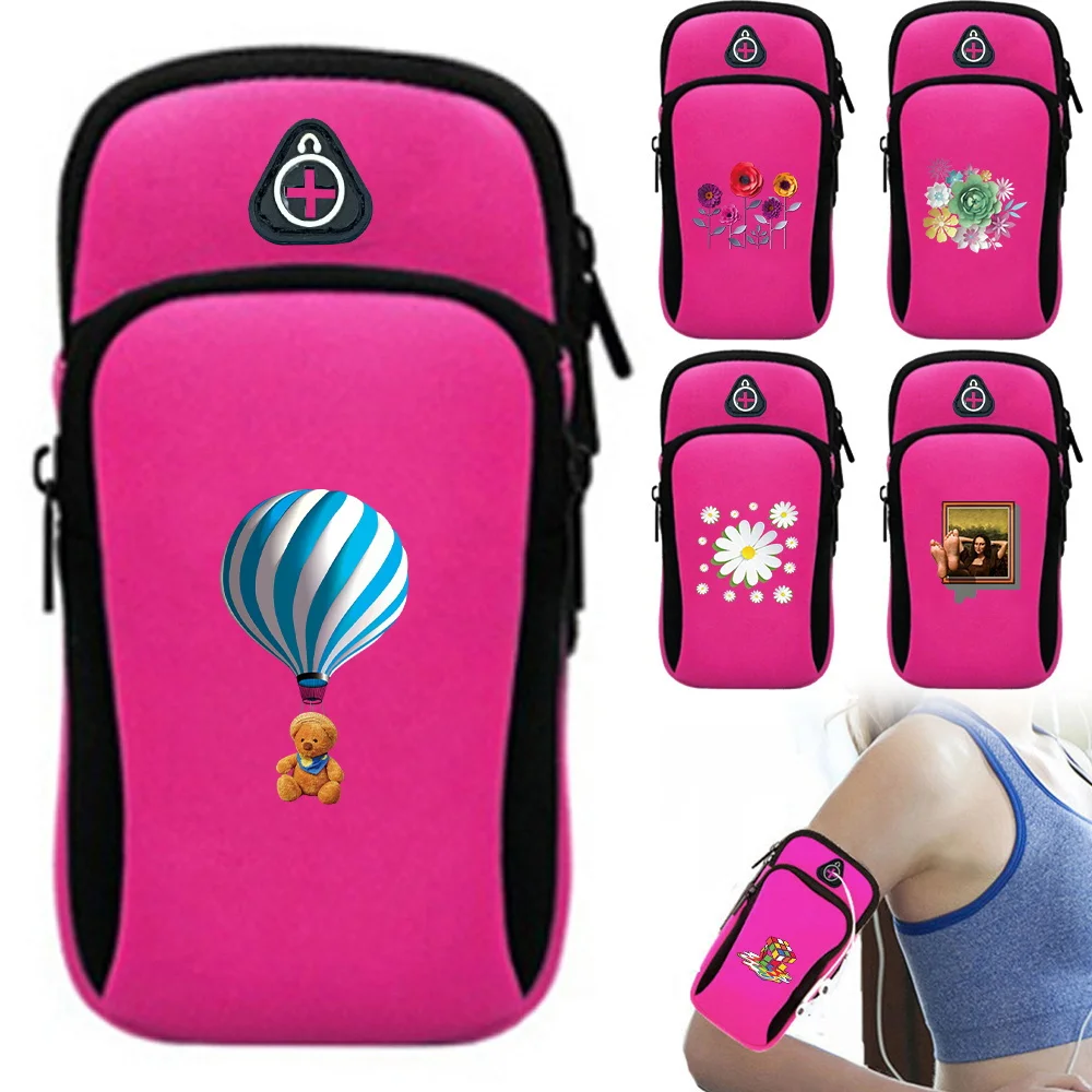 Portable Adjustable Zipper Arm Band Bag Fashion Sports Running Bag 3D Pattern Sundries Storage Bag Cycling Gym Phone Bags Unisex