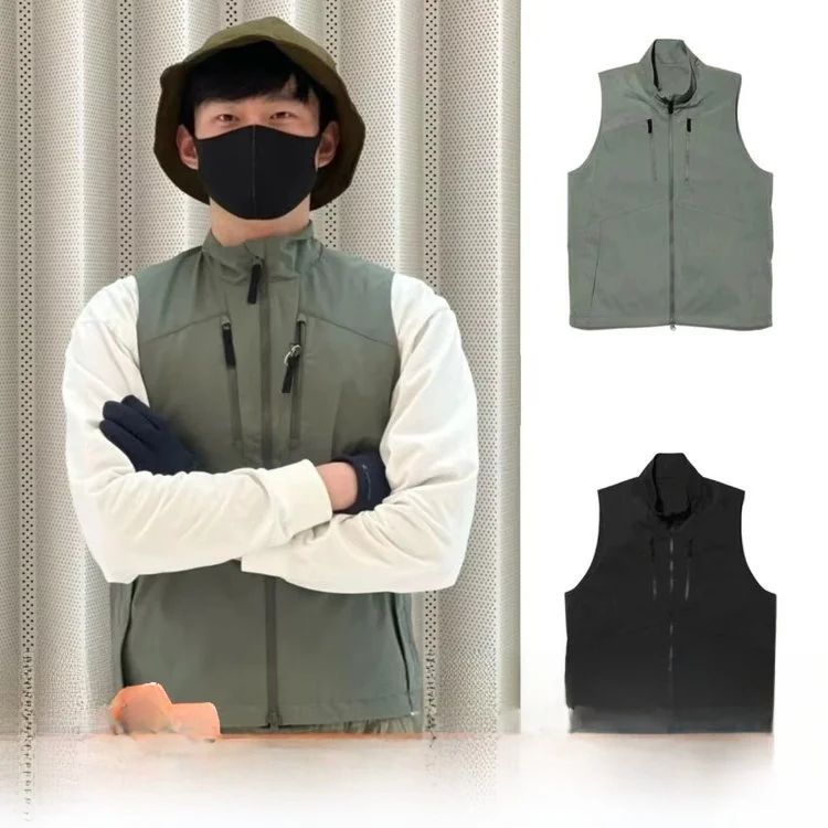 

High-End Outdoor Workwear Casual Stand Collar Windproof Vest for Men And Women Youth Faion Stand Fit Zipper Pure Color