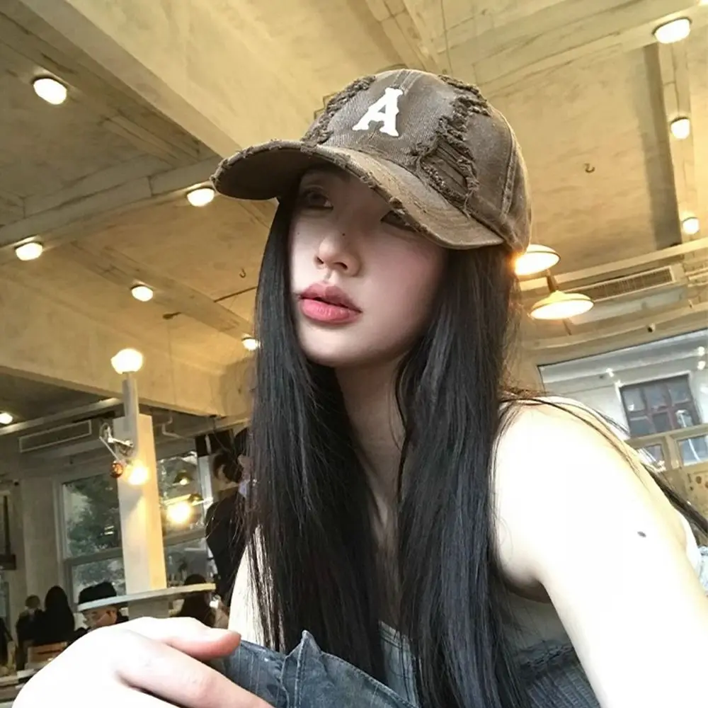 

Adjustable Vintage Letter Baseball Hat Embroidery Y2k Holes Peaked Cap Gothic Visor Snapback Cap Spicy Girls