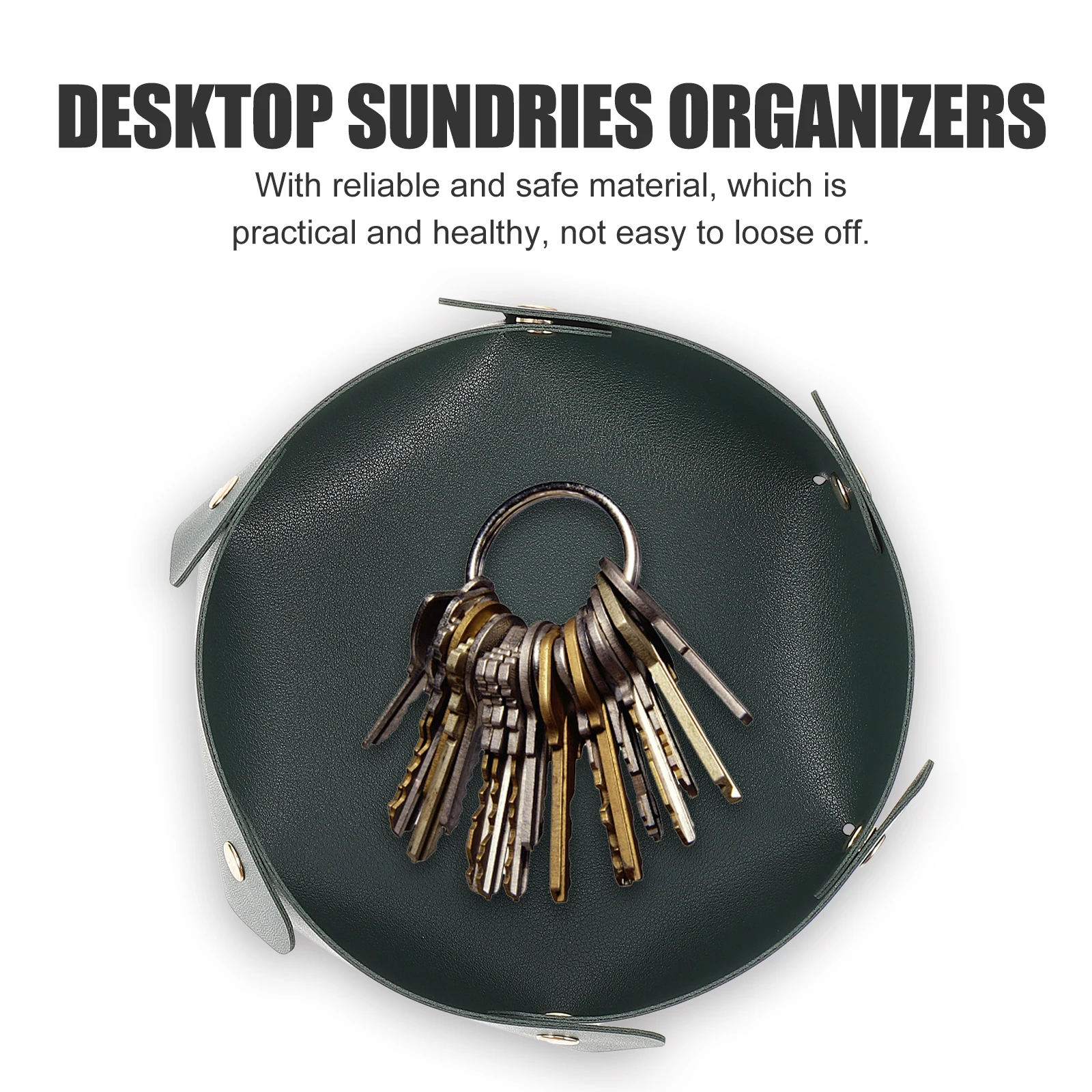 

2pcs Key Organizer Box Pu Desktop Storage Case For Keys Rings Sundries Entryway Holder Table Organizer Container