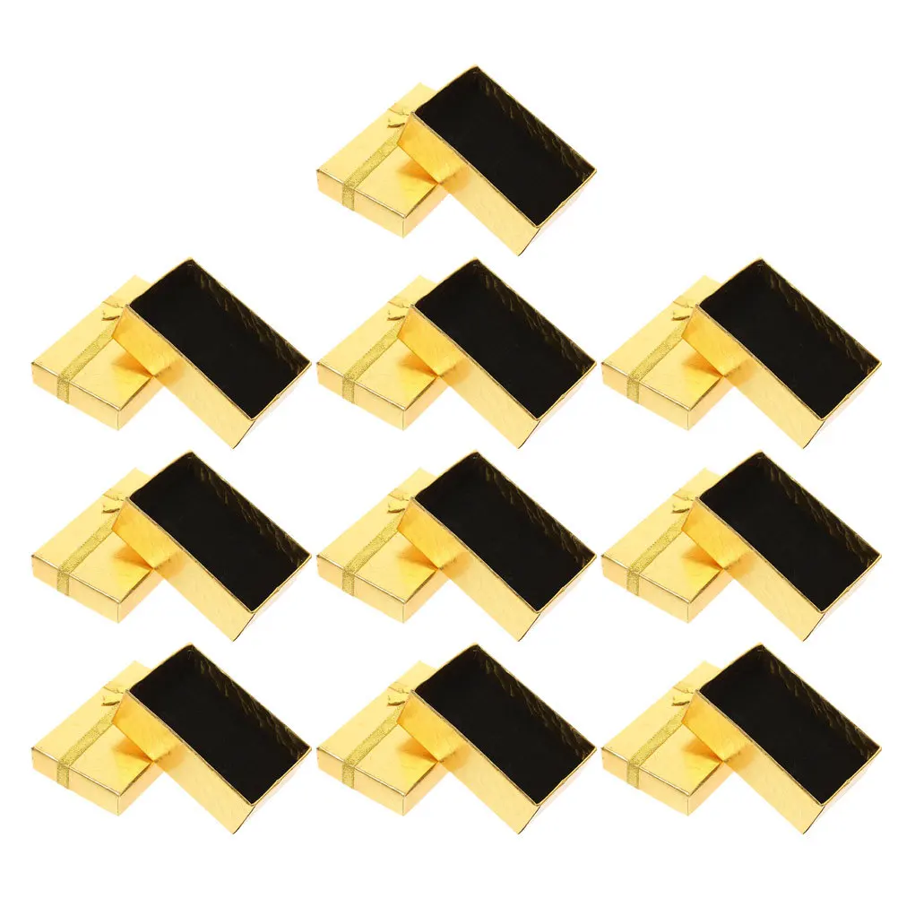 

10 шт., шкатулка для драгоценностей, упаковка, картонные коробки с узором в виде сердца для колец, серег, ожерелий, маленькие подарочные коробки, рождественские сувениры