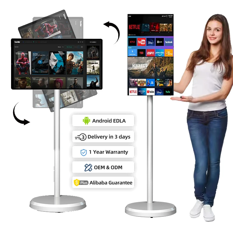 

21.5 Inch Smart Mobile Tv Rotate Digital Smart Display Portable Tv With Battery Interactive Android Television Smart Tv