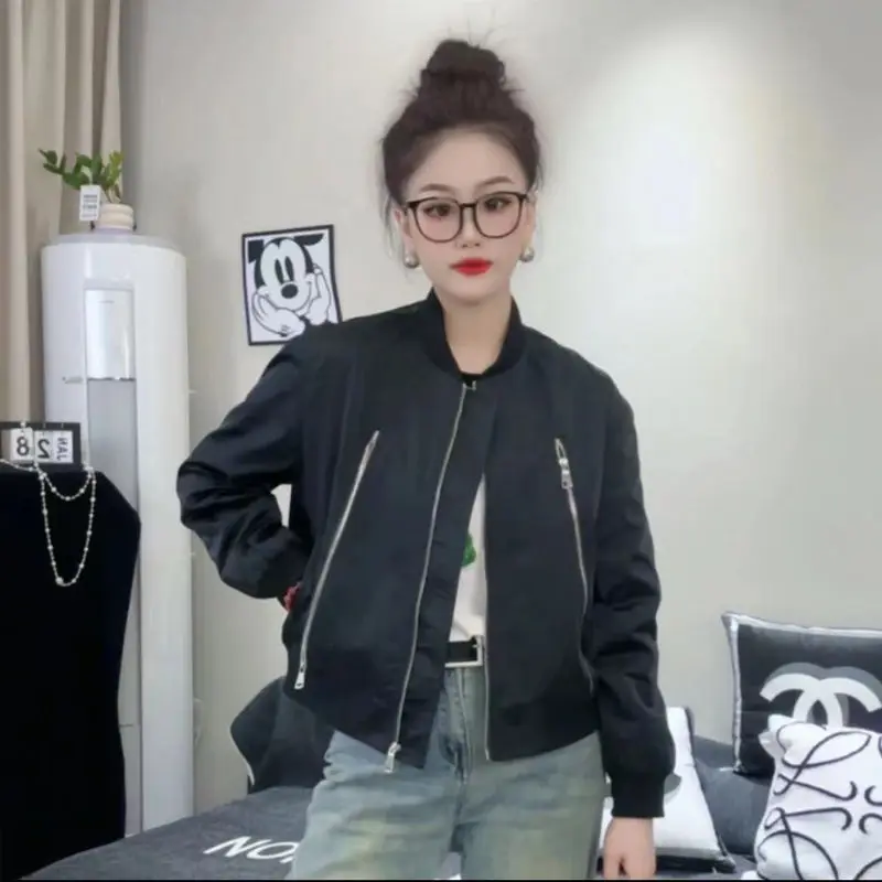 Women's Fairy Spring Autumn Tops Coat Zipper Short Solid Color Casual Simple Fashion Versatile Soft New Personalized Slim Loose