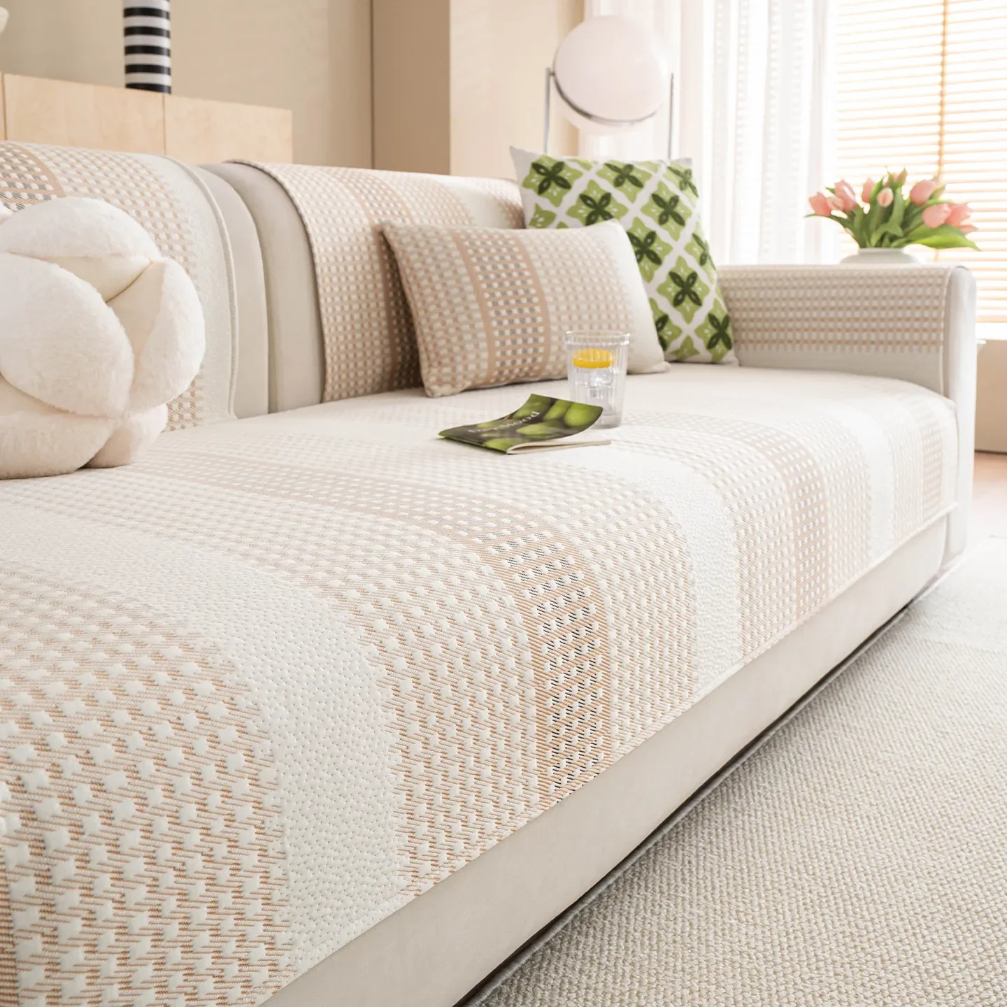 Ice Silk High-end Summer Style Sofa Cushion Couch Cover Anti Slip 2026 New Seat Cushion Cream Cool Mat Cover Cloth Towel