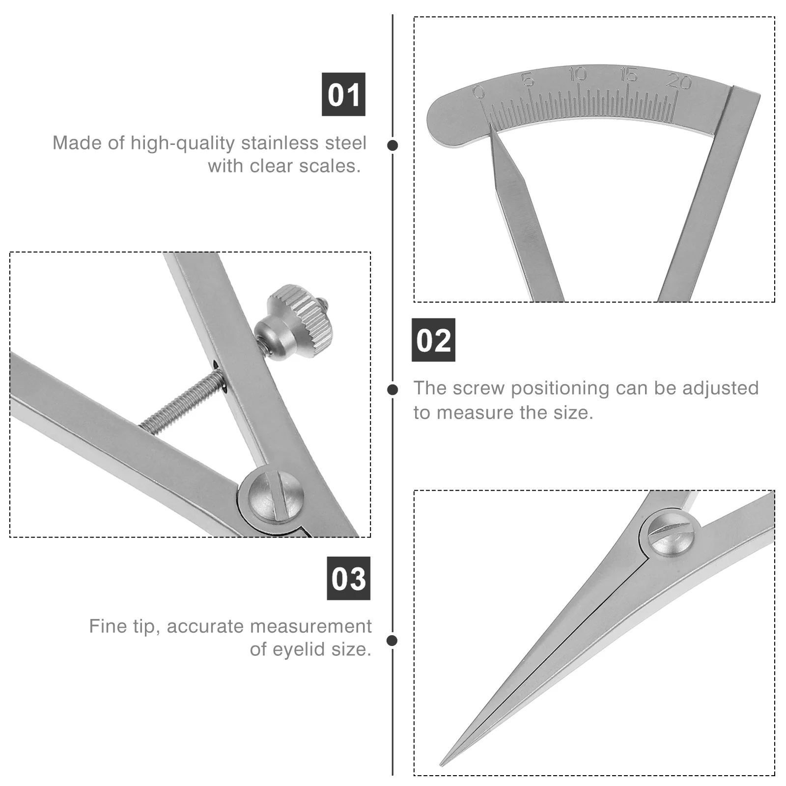 Eye Gauge Stainless Steel Eyelid Ruler Double Surgery Tool Positioning Designer Measuring Silver