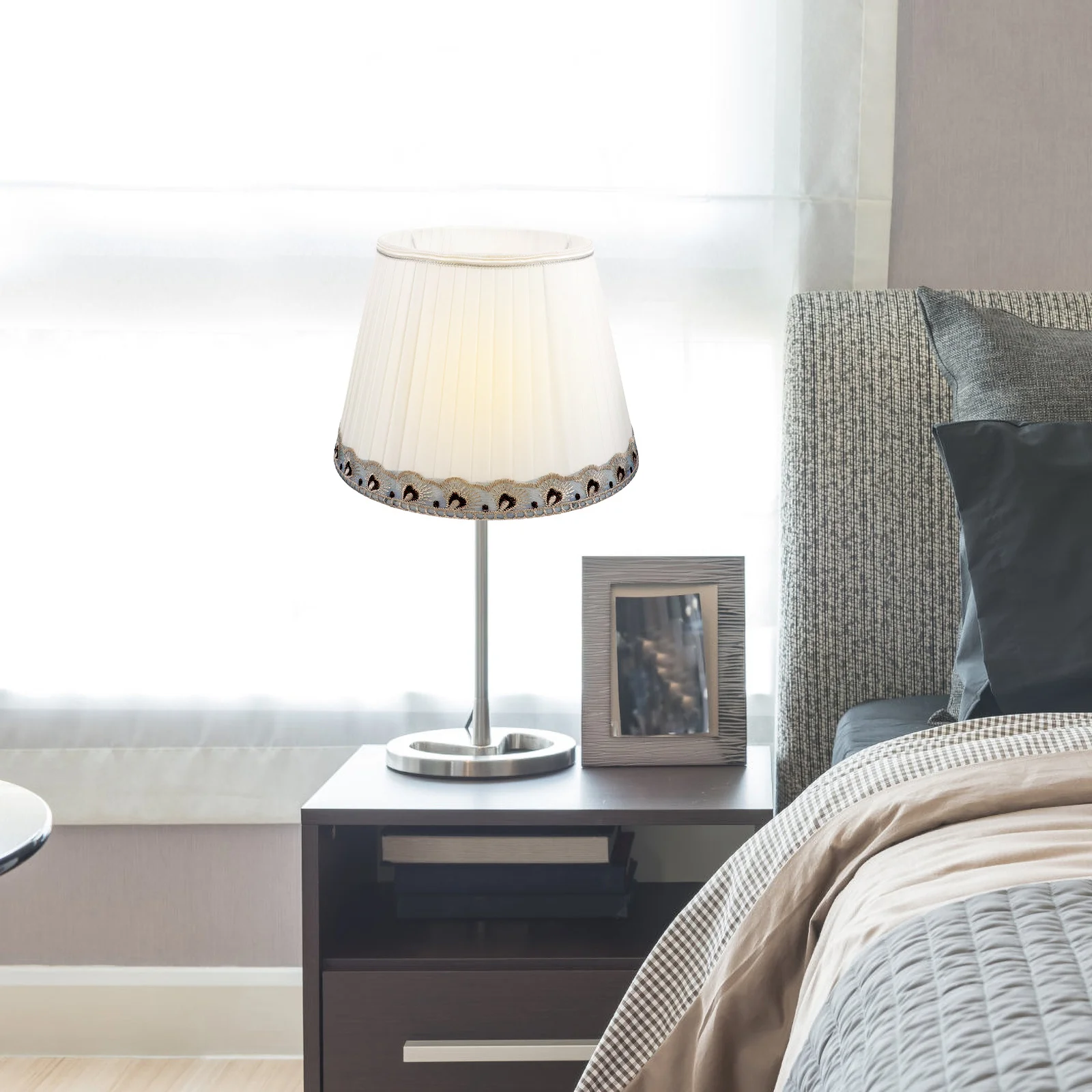 

Unique Edge Design Cloth Lampshade E27 Base Replacement Small Wall Desk Light Cover Soft Durable Decorative Home Lighting Barrel