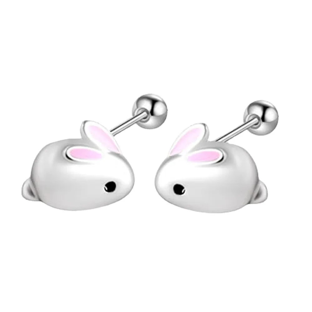 Romantic Rabbit Bead Screw Stud Earrings for Women New Real 925 Sterling Silver Girls Minimalist Fine Jewelry 2026 view 5