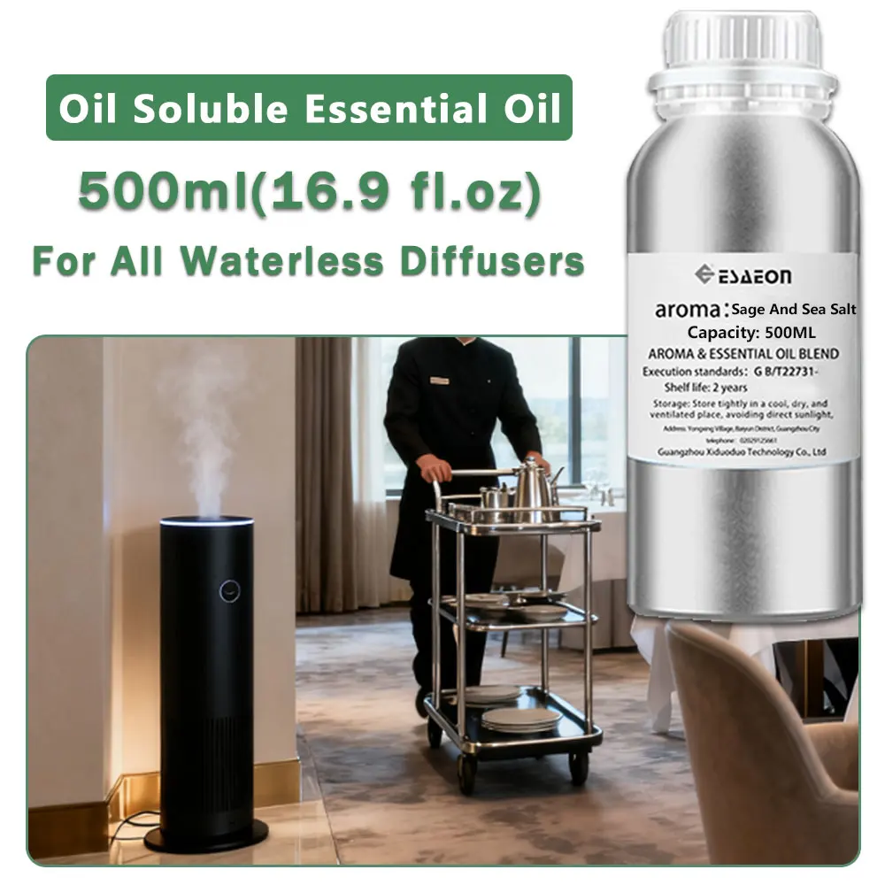 ESAEON Hotel Fragrance Diffuser Essential Oils - For All Waterless Aromatherapy Machines, Sage And Sea Salt - 500ML (16.9 fl.oz)