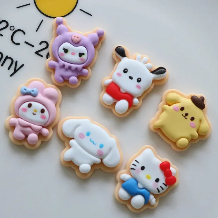 5pcs miniso series sanrio cartoon resin flatback cabochons diy crafts materials jewelry making charms