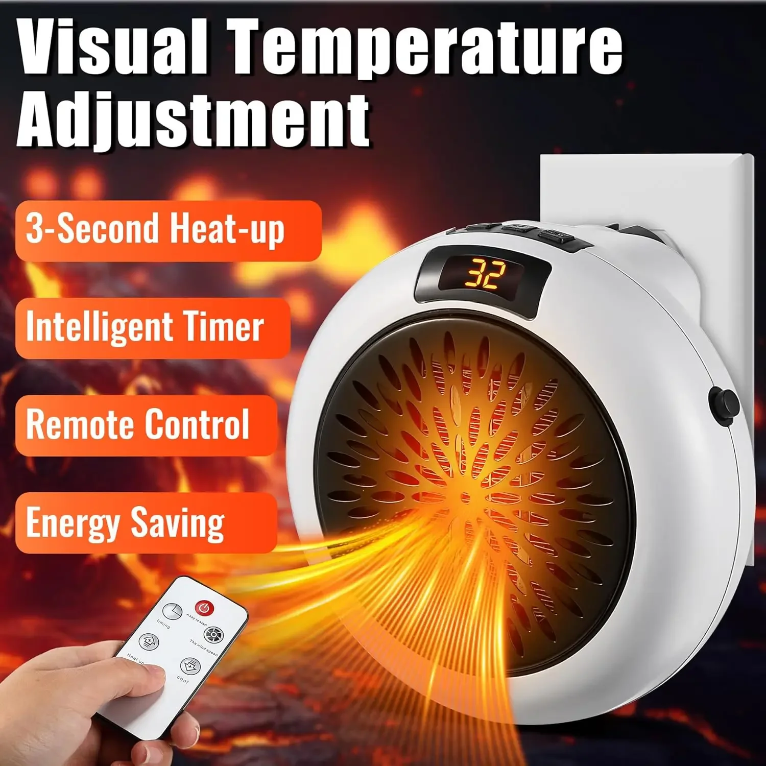 Mini Circular Heater Portable Wall Mounted Desktop Two Electric Heaters Safe Energy Saving Intelligent Constant Temperature