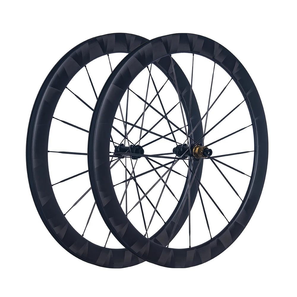 Butterfly Pattern Carbon Wheelset Elegant Black Ratchet 36T 60T Carbon Fiber Spoke Wheelset 700C Disc Brake Road Bike Wheelset