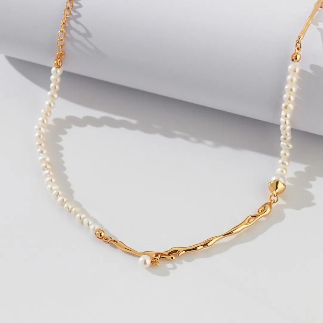 14K Gold-plated Glossy Lava Branch Connection Accessories Handmade Diy Pearl Necklace Collarbone Chain Jewelry Material