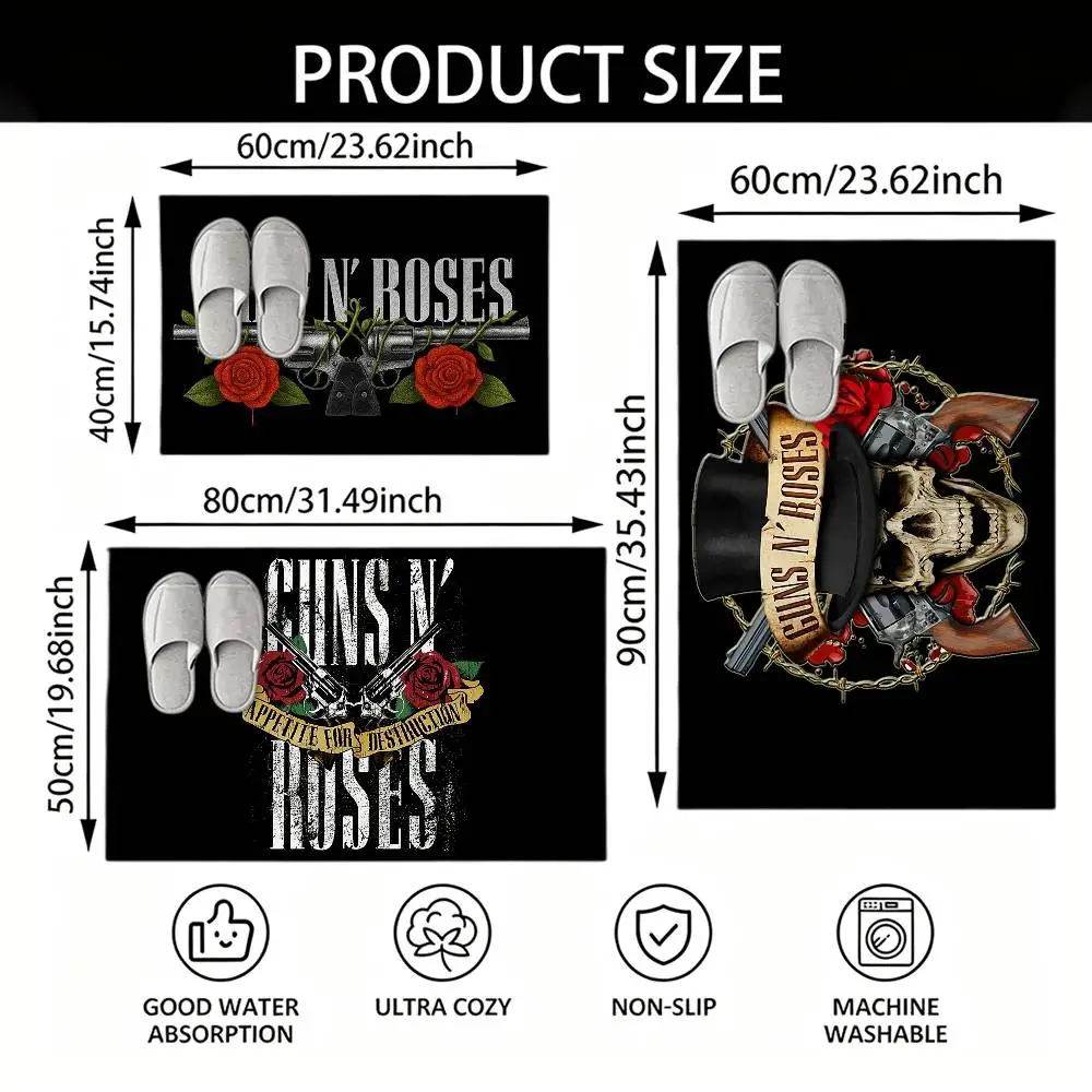 G-Guns N R-Roses Bedroom Decor Carpet  for Living Room Thick Plush Study Floor Mat Home Fluffy Soft Rug