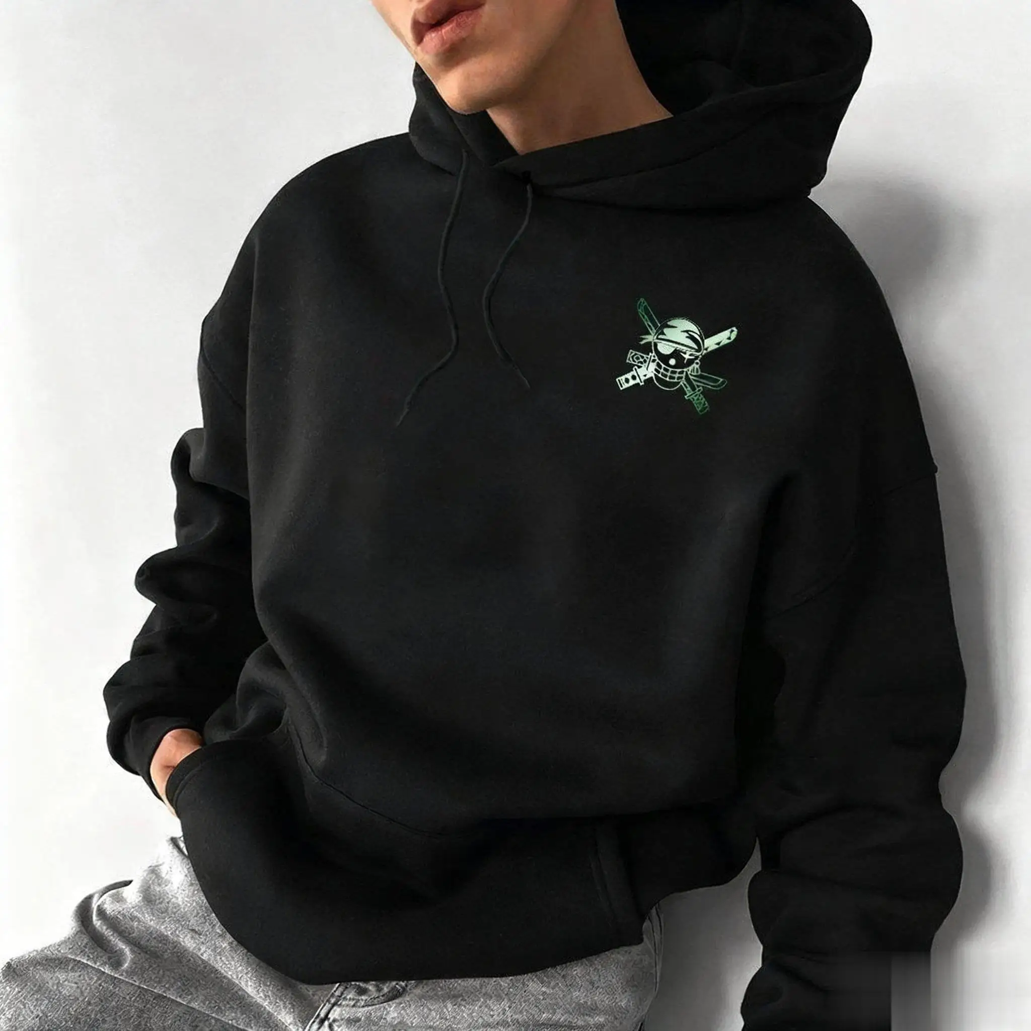 Hoodie Anime One Piece Zoro Pria Wanita Oversized dengan Cetakan Grafis, Sweatshirt Pullover Streetwear Kasual Y2k Atasan Musim Gugur Musim Dingin Terbaru