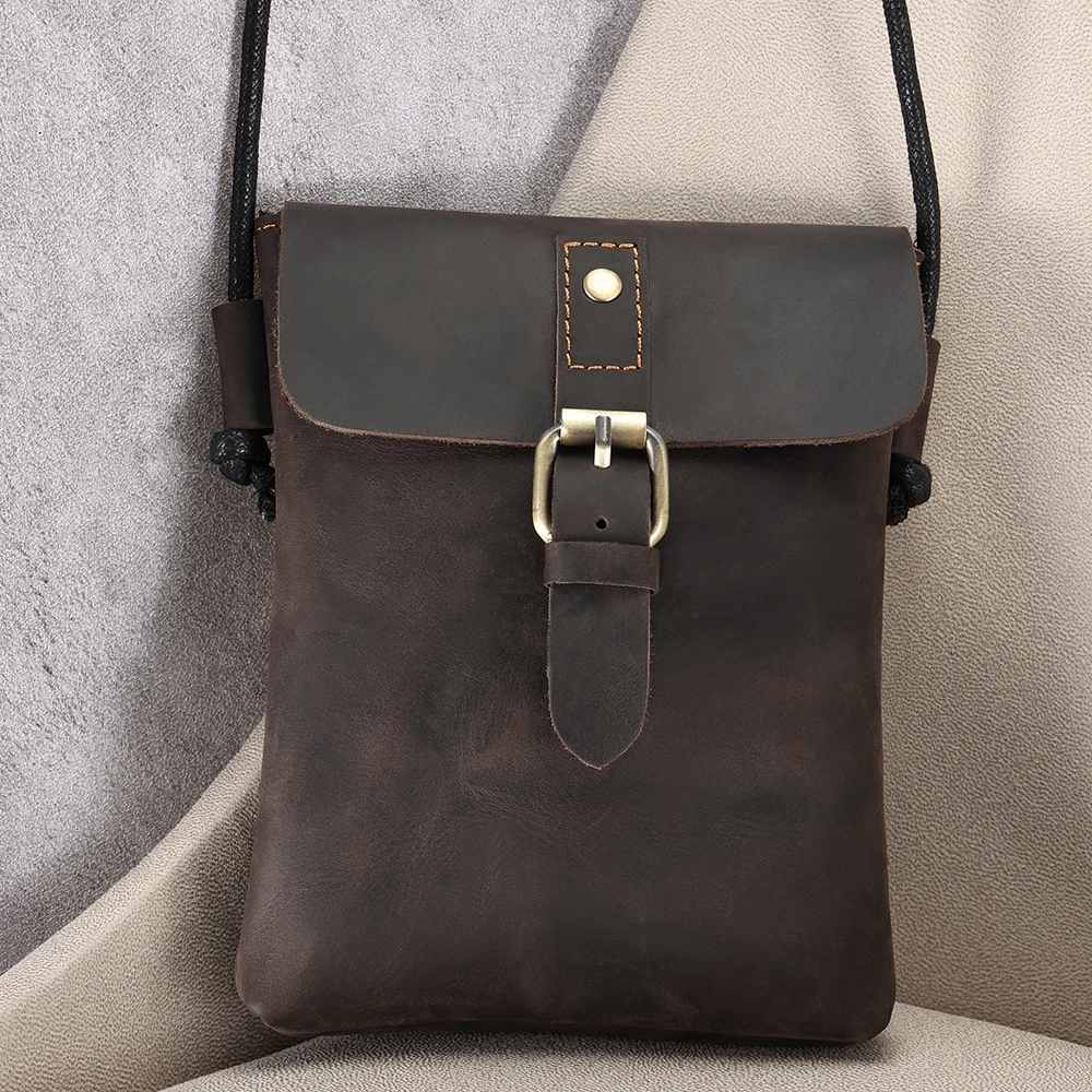 

New Genuine Leather Crossbody Bag for Men Small Messenger Bags for Phone Pouch Cigarette Case Women Luxury Casual Shoulder Bag