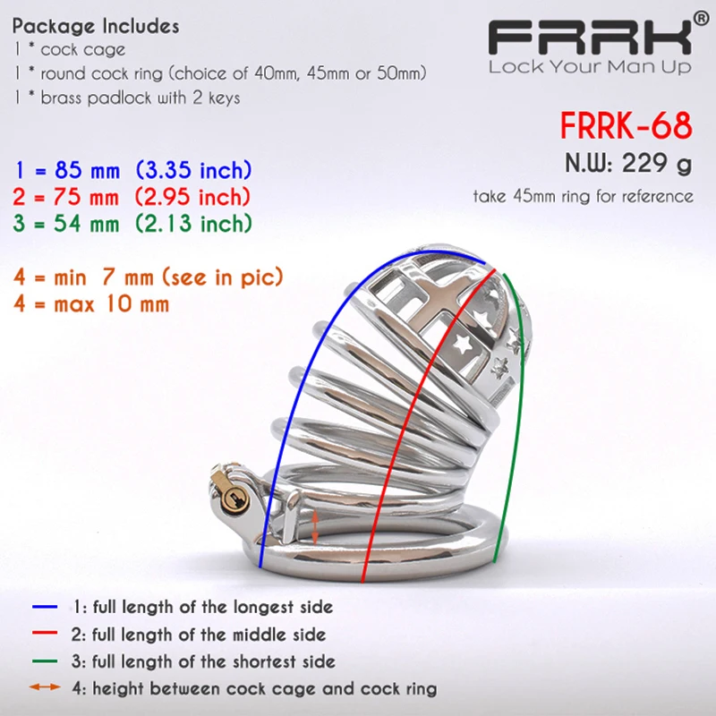 FRRK Long Catheter Cock Cage with Urethral Penis Plug Stainless Steel Male Chastity Device for Couple Adults Sex Toys Shop