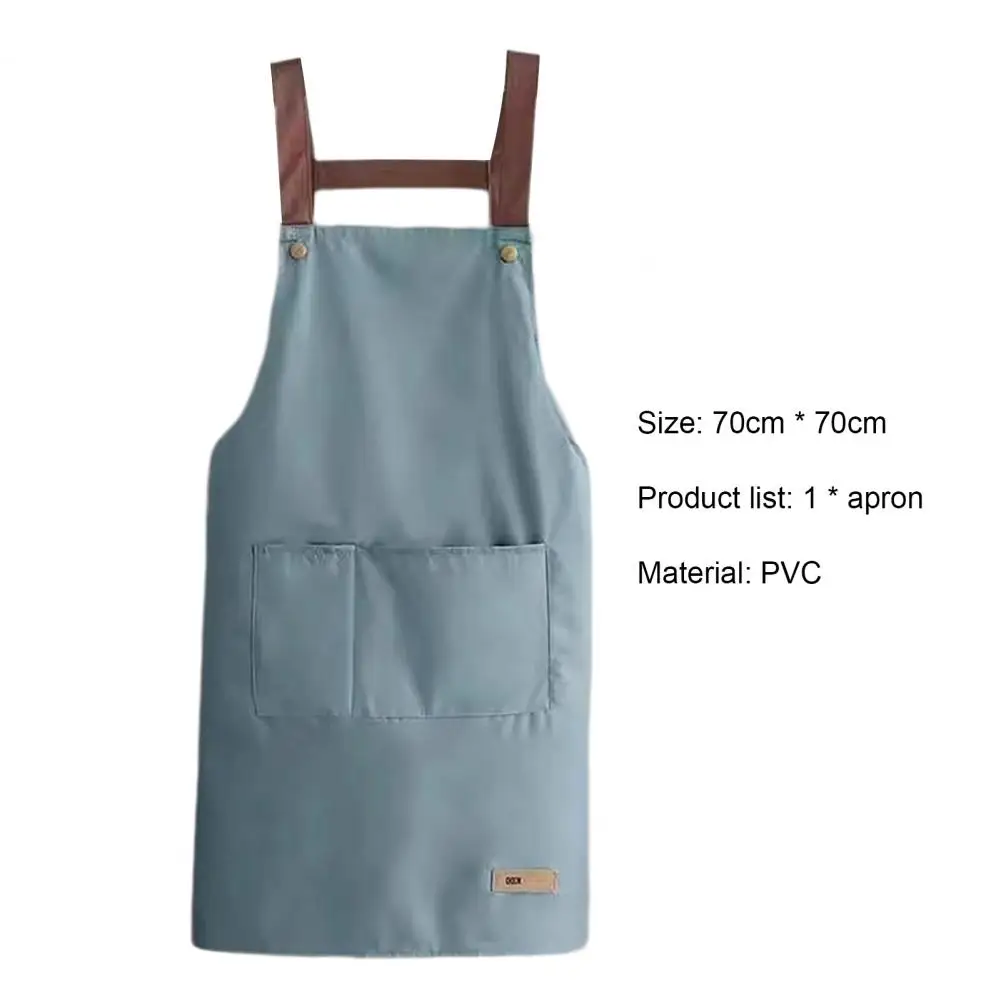 PVC Cooking Apron Sleeveless Large Pocket Adjustable Waist Strap Chef Work Apron For Restaurant Bar Shop Cafes Studios Uniform