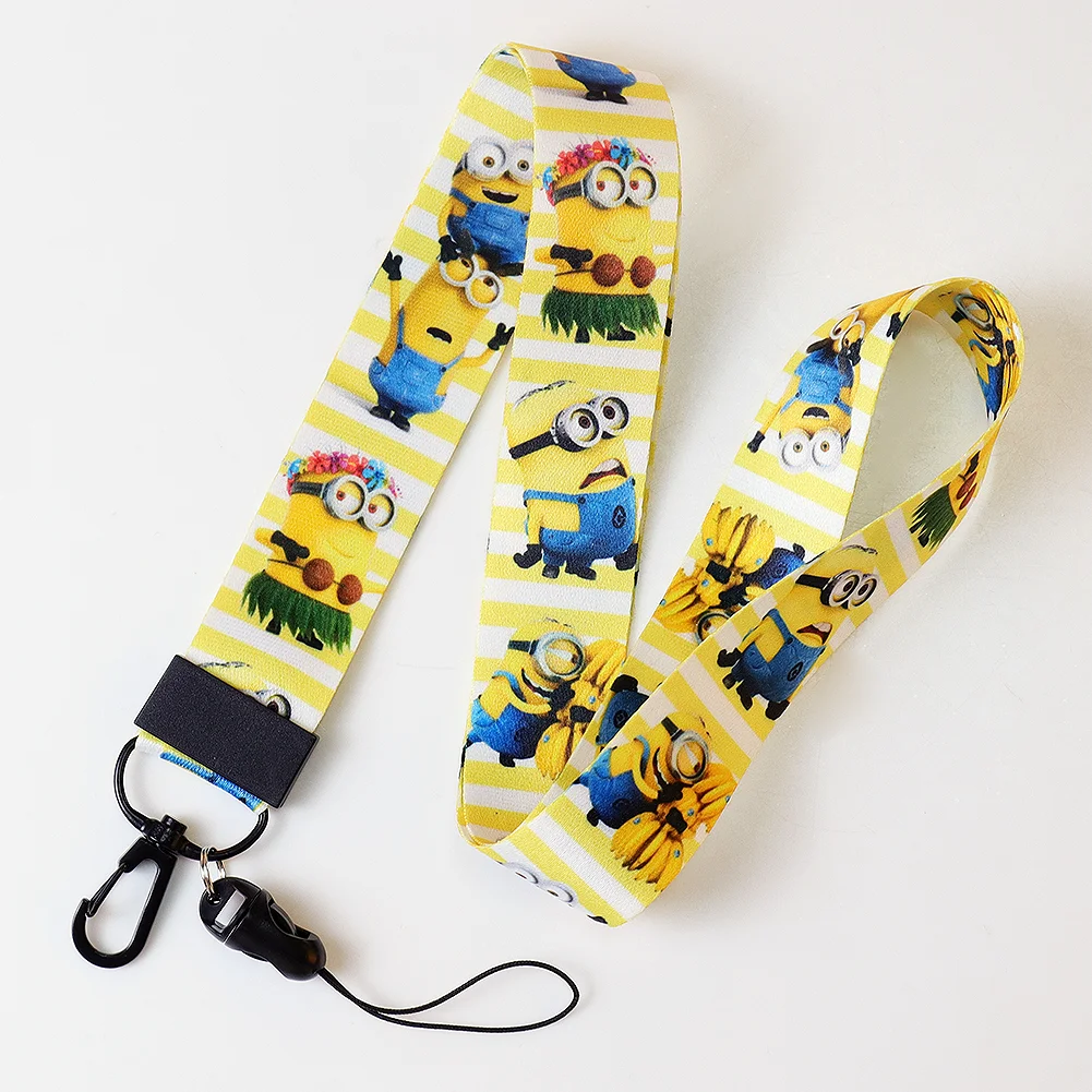 6 buah/lot kartun Minion lanyard untuk kunci leher tali leher tali ID lencana pemegang menggantung tali Keyrings aksesoris hadiah