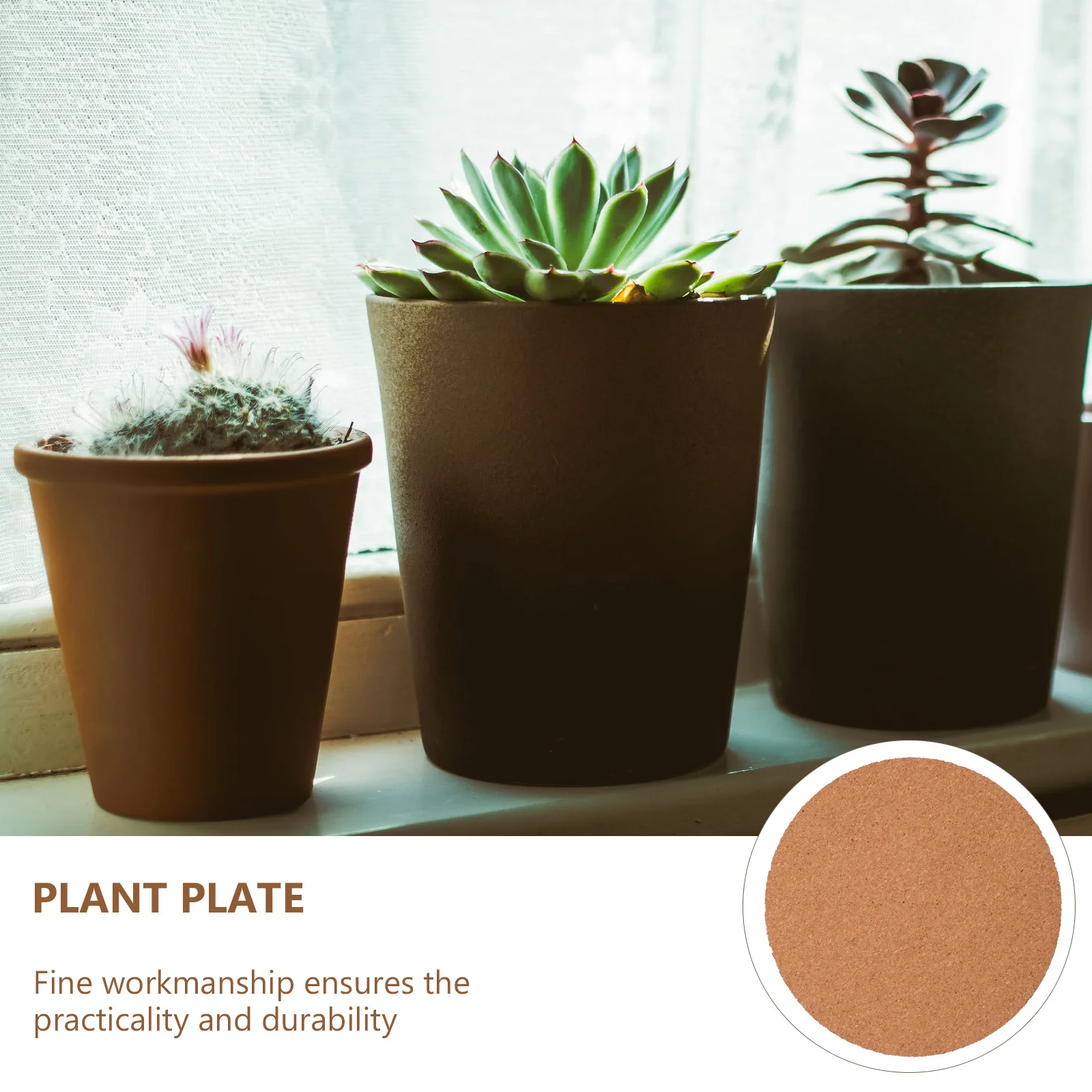 

10pcs Round Plastic Flowerpot Cork Mats Gasket Coaster 6 Inches 150mm Plant Pads Durable Lightweight Indoors Outdoors