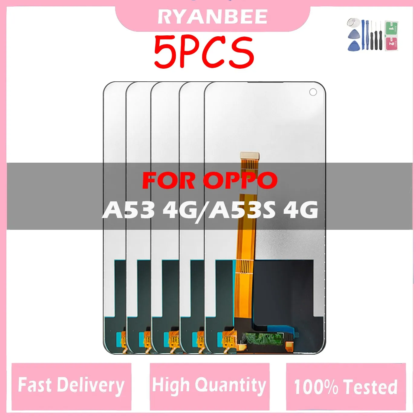 

5PCS Original LCD with Frame For Oppo A53s 4G LCD Display CPH2139,CPH2135 Touch Screen Digitizer Assembly Replacement For A53S