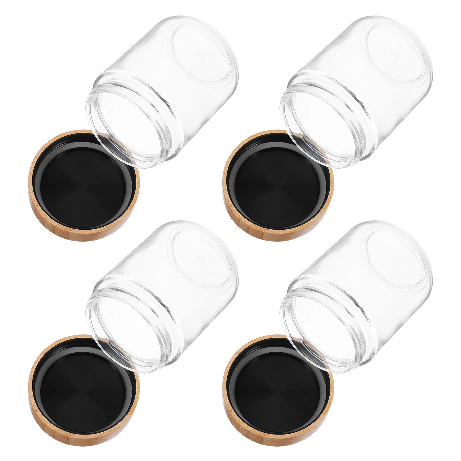 4Pcs Sturdy Glass Storage Jars Bamboo Lid Airtight Seal for Kitchen Essentials Rice Flour Sugar Spices Nuts Cookies Coffee