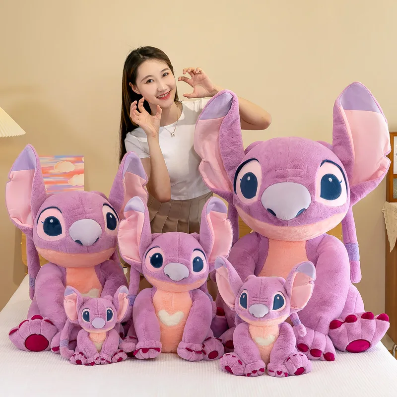 30/45/60/80cm Disney Large Lilo&stitch Angel Plush Doll Cute Stitch Girlfriend Angel Plush Toy Couple Gift Girl Birthday Gift