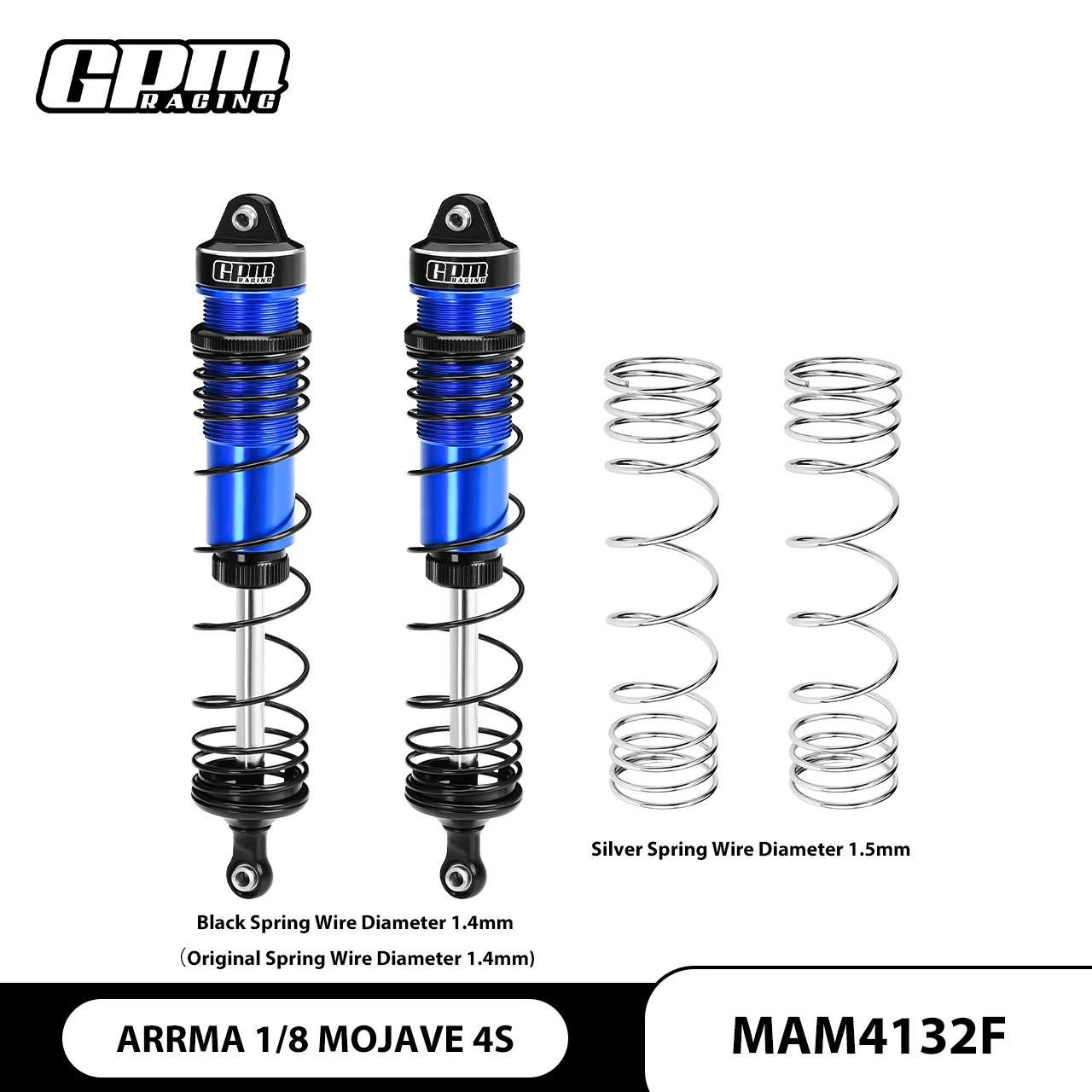 GPM Alloy Progressive Spring Front Shock 132mm For ARRMA 1/8 Mojave 4S ARA330793