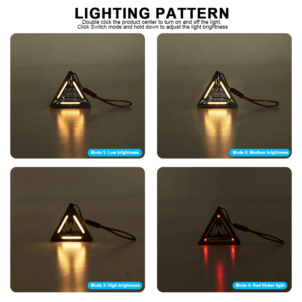 الحبل المغناطيسي متعدد الوظائف التخييم ضوء ستبليس يعتم ضوء مثلث للمشي في الهواء الطلق ضوء تحذير صغير #6