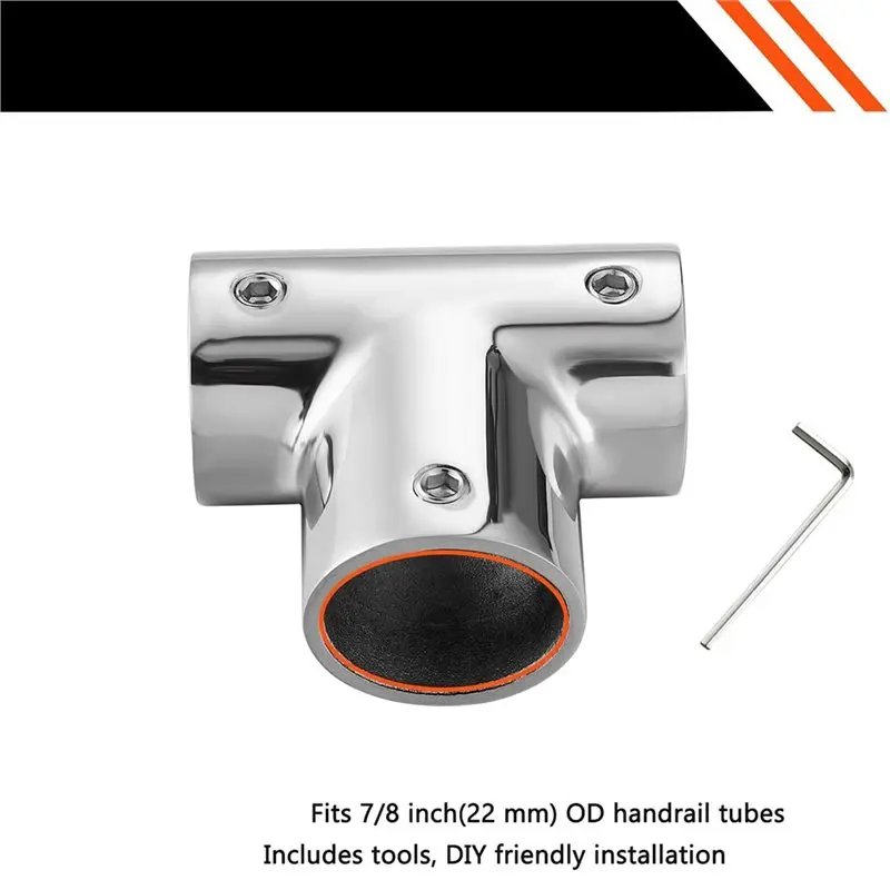 90° Fitting T Hinged Tube Boat 90 Degree Marine T Connector T Joint For Yacht Deck Railing 25Mm
