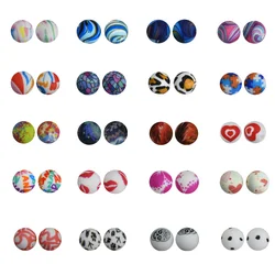 50pcs 15mm New Skull Heart Heart Flame Pattern Food Grade Silicone Beads DIY Making Bracelet Key Ring Keychain Accessories