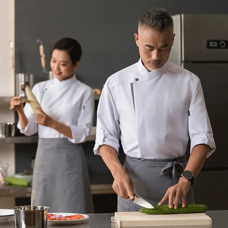 ホテルレストランシェフジャケットキッチン作業服長袖トップスユニセックスシェフの制服ホテルベーキングケーキショップケータリングオーバーオール