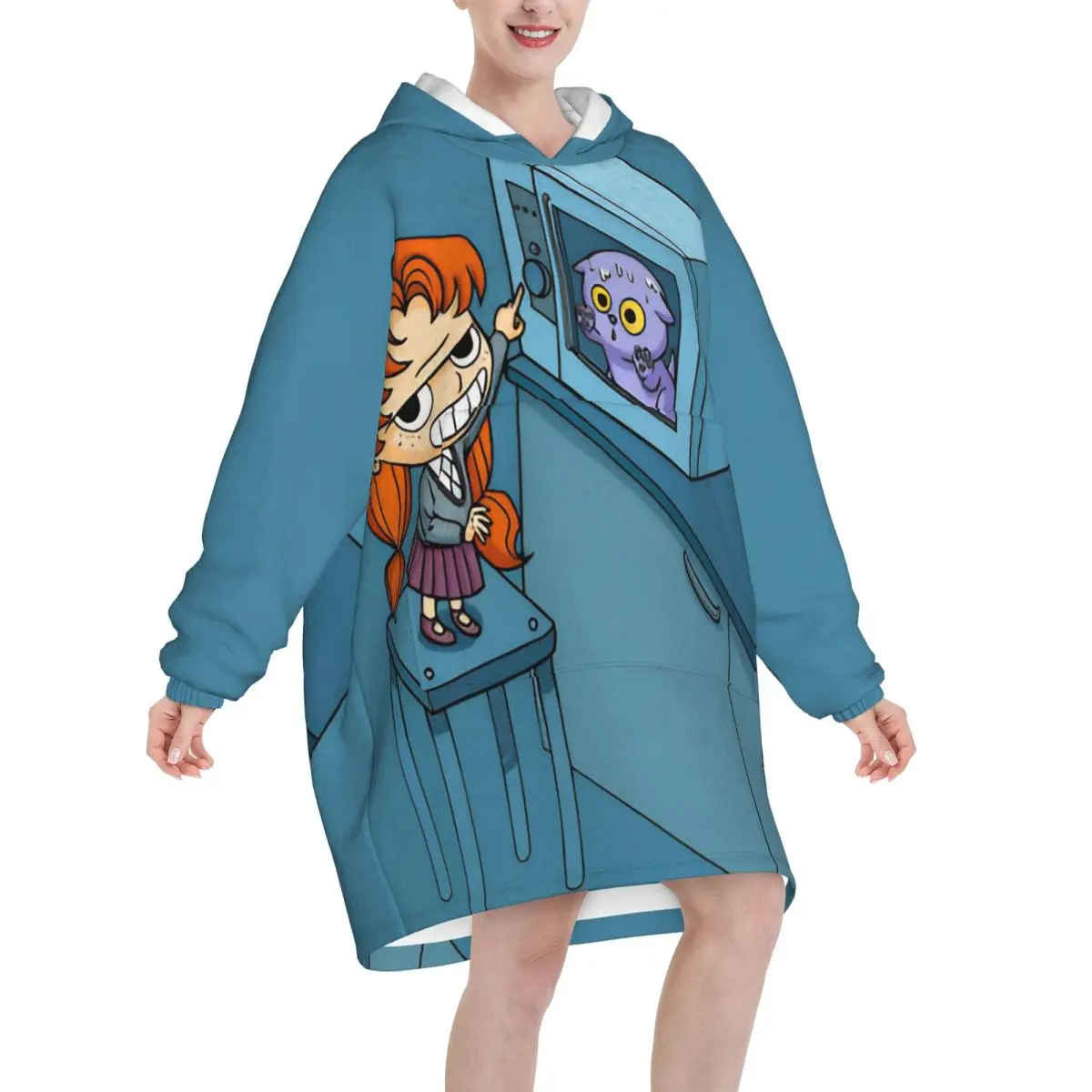 Mortelles Adeles Oversized Blanket Hoodie Sweatshirt Long Fleece Hooded Wearable Blanket with Large Pocket for Women Men
