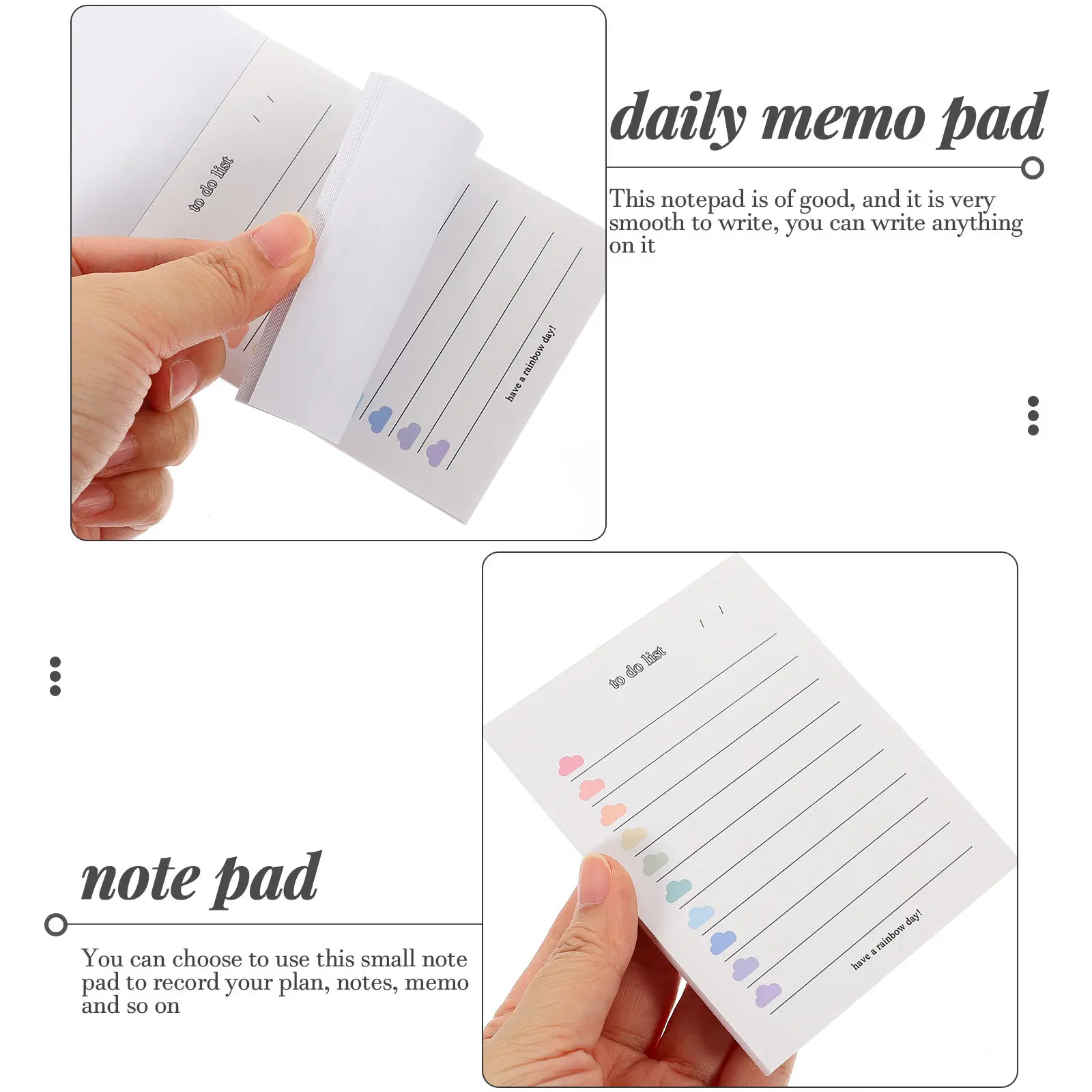 3Pcs Memo Pads Household Convenient Note Pads Multi-Function Daily to Do Pad Students Study Supplies Note Pad Home Accessory