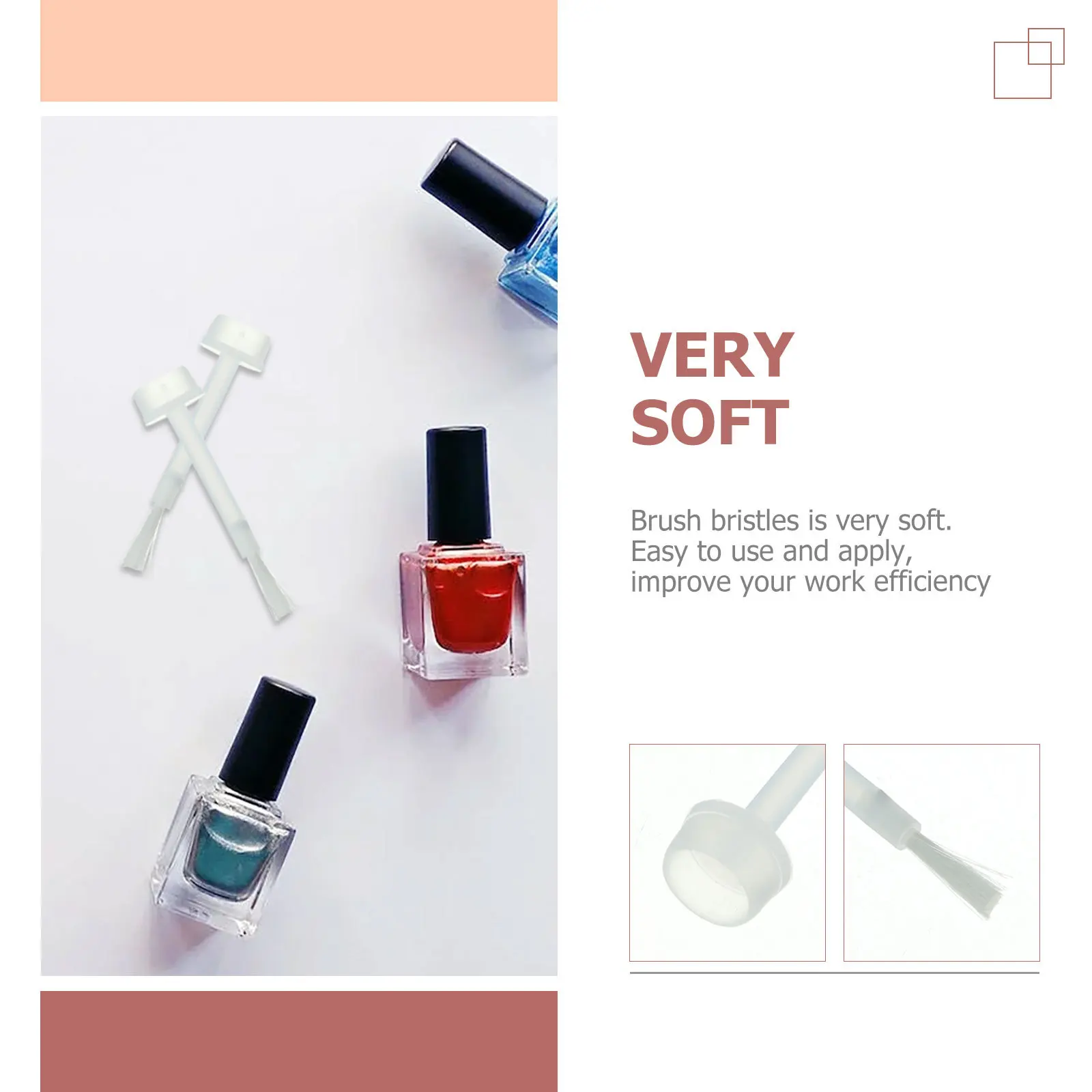 

200Pcs Nail Polish Brush Long Round Soft Bristles Easy Install Nail Oil Brush Replacement Manicure Tool Professional Personal