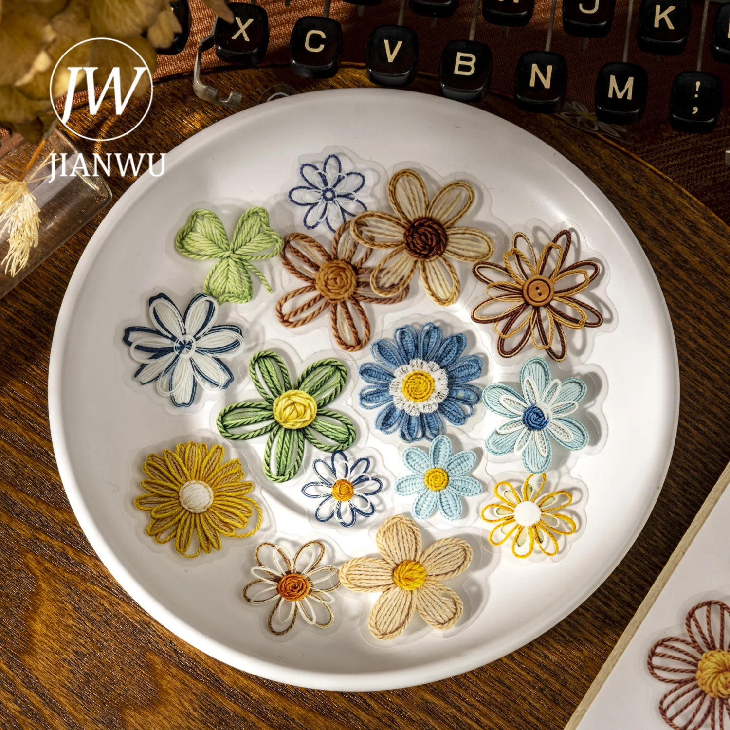 JIANWU Vintage Simulated Embroidery Flower Landscape Material Collage Scrapbooking PET Sticker Creative DIY Journal Stationery view 3
