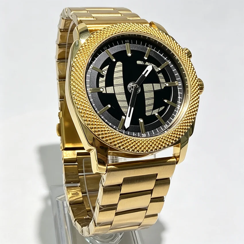 Gold Quartz Watch Color Round Pointer Number Dual Display Steel Personalize Hot Watches Men Business Dynamic Design Clock