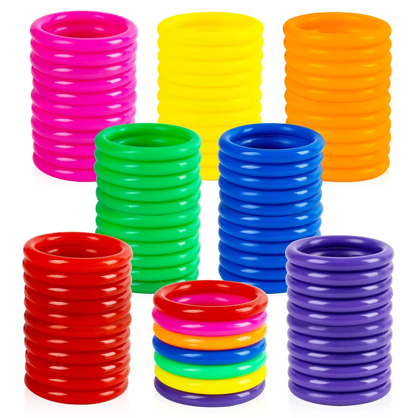 Mini Ring Toss Game - 70PCS 2,1 inch plastic ringen voor volwassenen, bruiloft, carnaval, kan gooien en zwembadspellen