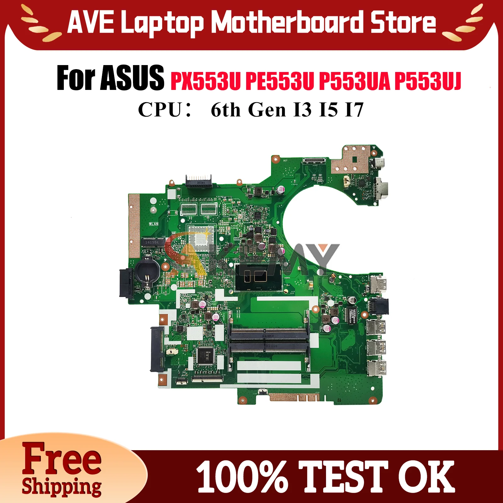 

P553UA Материнская плата для ноутбука ASUS ProArt PE553U PX553U P553UJ P553UA P553U RPO553U Материнская плата с процессором I3 I5 I7 тест ОК быстрая доставка