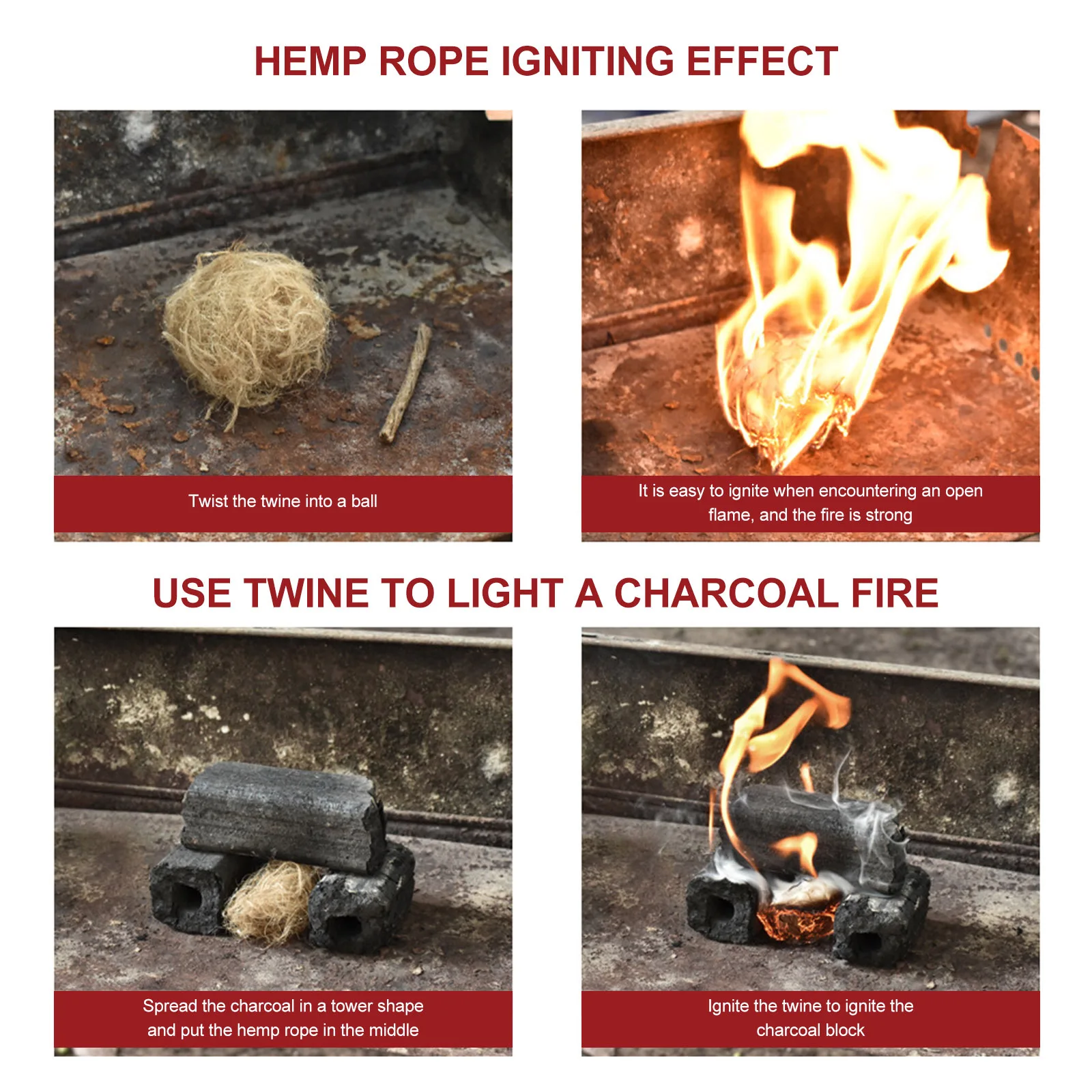 

20Pcs Outdoor Survival Fire Starter Rope Reliable Camping Fire Tool Quick Spark Starter for Hiking Travel