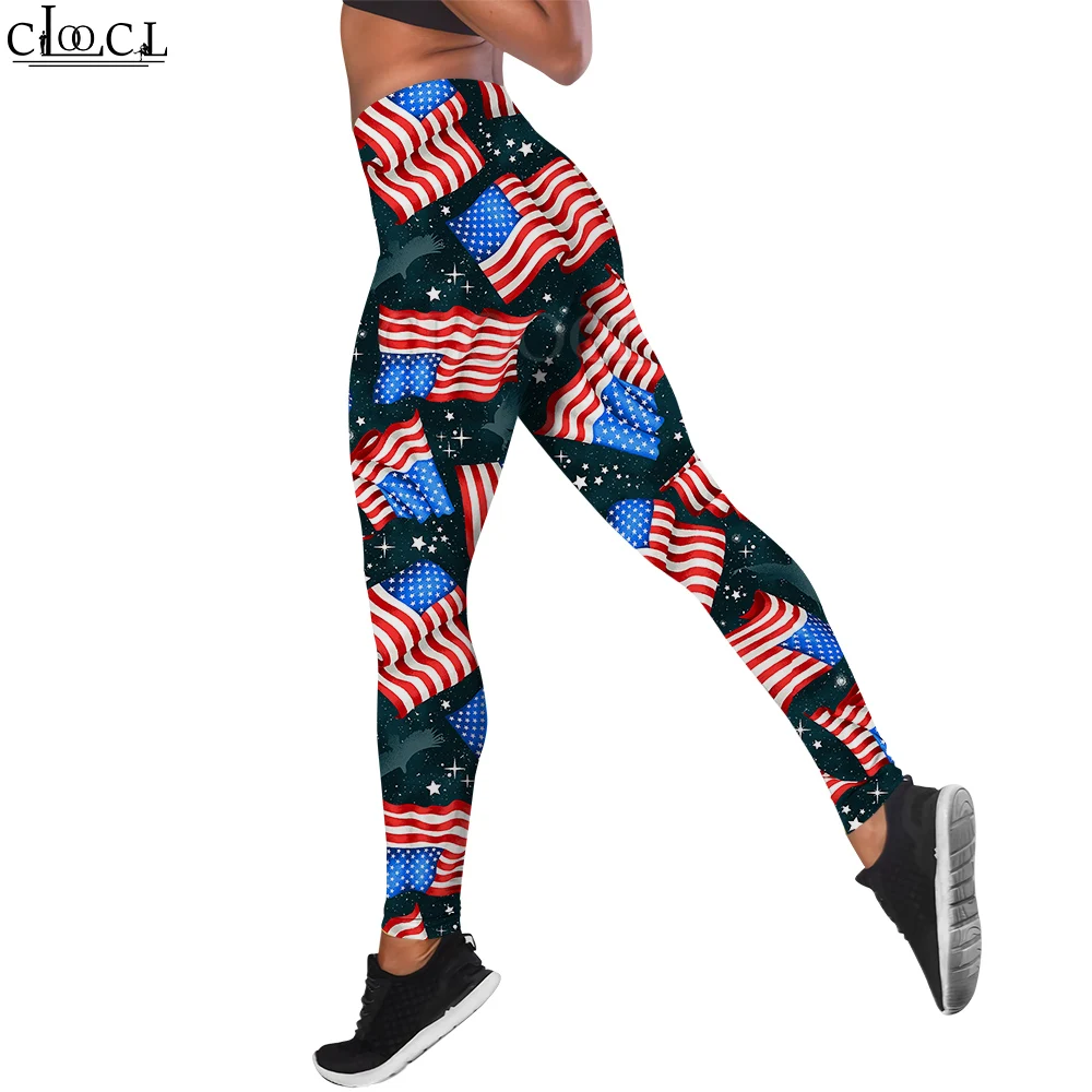 CLOOCL Fashion Women Legging American Flag Pattern 3D Printed Trousers for Female Workout Push Up Jogging High Waist Yoga Pants