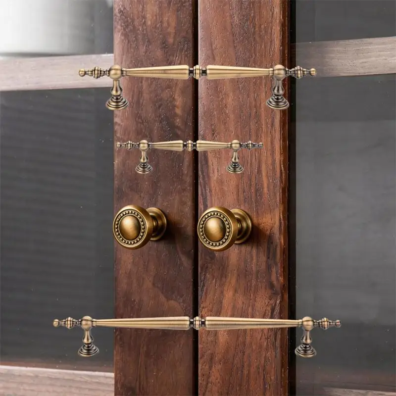 Zinc Alloy Antique-Bronze Cabinet Handle Classic Retro Pull For Wardrobe And Kitchen Furnishings Hardware Accessories