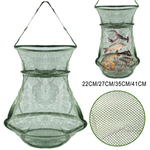 Mạng lưới đánh cá di động Sougayilang, 4 kích cỡ, 3 lớp, tròn, gấp, lưới, cá, 25cm, 35cm, 42cm, 50cm, lưới đánh cá giá rẻ 6 Câu cá bán hàng chính Tarrafa Lưới 4 - 3