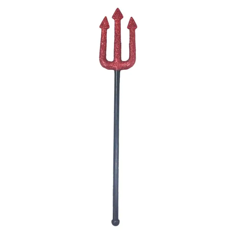 Devil Pitch Fork Portable Red Devil Pitch Fork Halloween Cosplay Devil Prop Ornament Lightweight Devil Costume Accessories