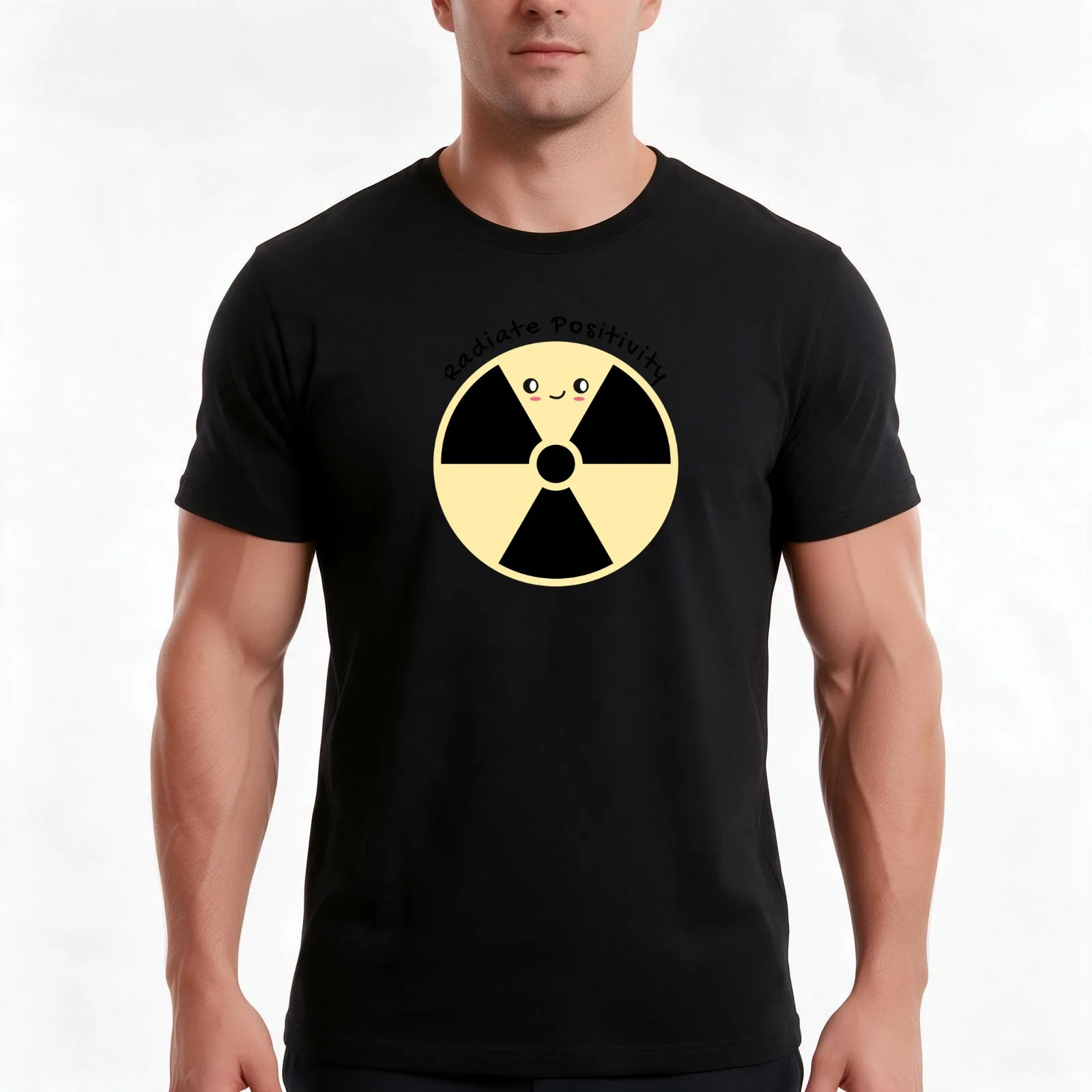 Radiate Positivity, Radiology Humor T-Shirt, Summer Casual Cotton Tee, Oversized Streetwear Tops, Vintage Graphic Print