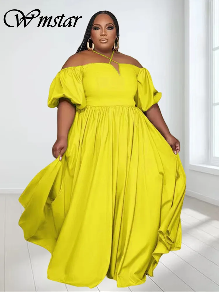 Wmstar Plus Size sukienki dla kobiet solidna letnia urocza elegancka sukienka Maxi moda stroje urodzinowe sprzedaż hurtowa Dropshipping