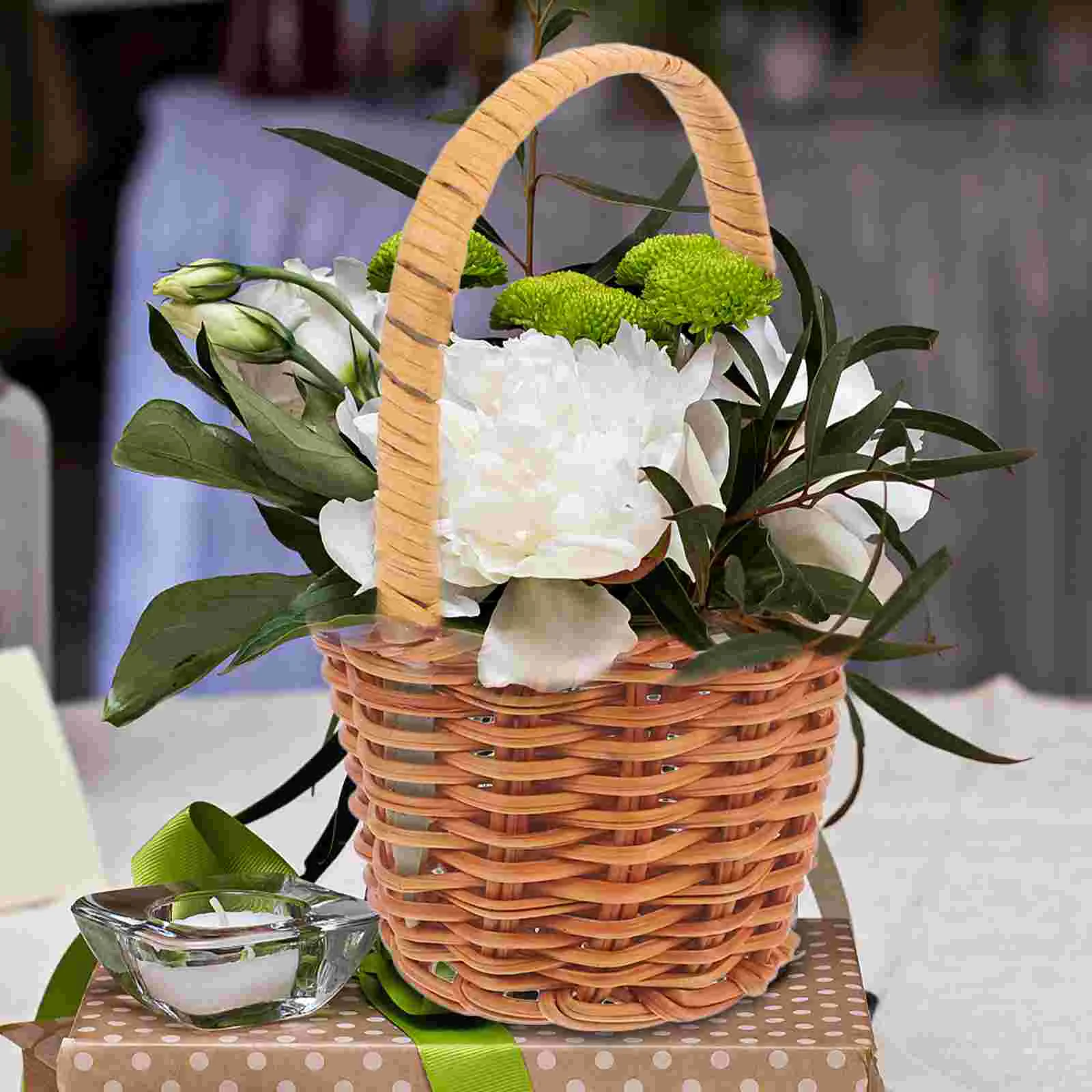 

Miniature Flower Baskets Picnic House Woven Accessories Easter Rattan Small
