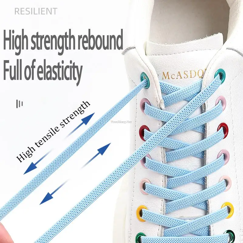 No Tie Shoe Laces Elastic Flat Shoelaces Round Metal Lock Anti-mosquito Lazy Shoes Lace Deodorant Aroma Rubber Bands 1Pair