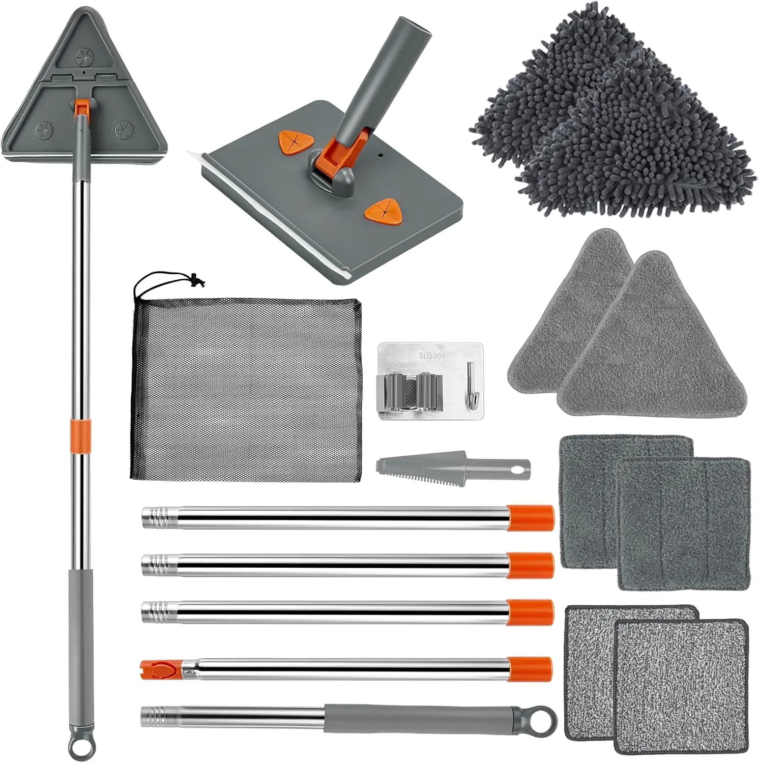 

Base Board Cleaner Tool with Handle, 360 Rotating Wall Cleaner Mop, 180 Folding Ceiling Tool Duster with Squeegee for Cleanin