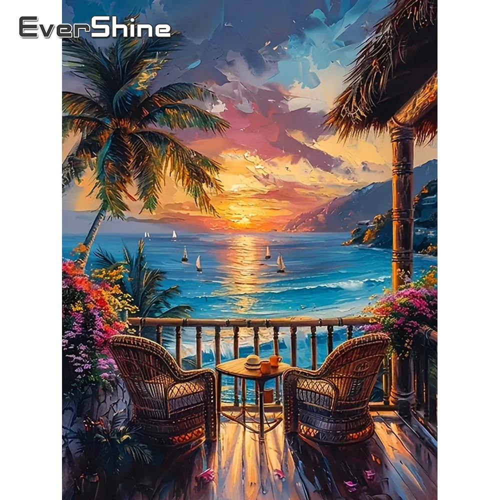 EverShine Diamant-Stickerei, Landschaftsbild, Strasssteine, Gemälde, Meer, voller Bohrer, Mosaik, Blumendekoration für Zuhause