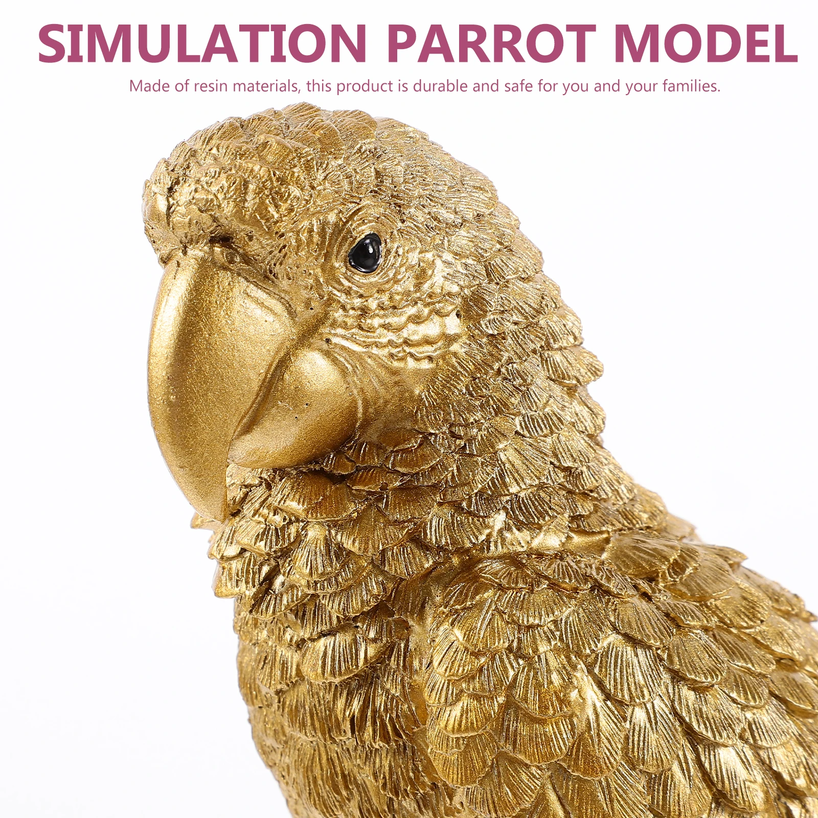 

Parrot Ornaments Sculpture Tabletop Bird Decoration Car Golden Figurine Desktop Statue Home Office